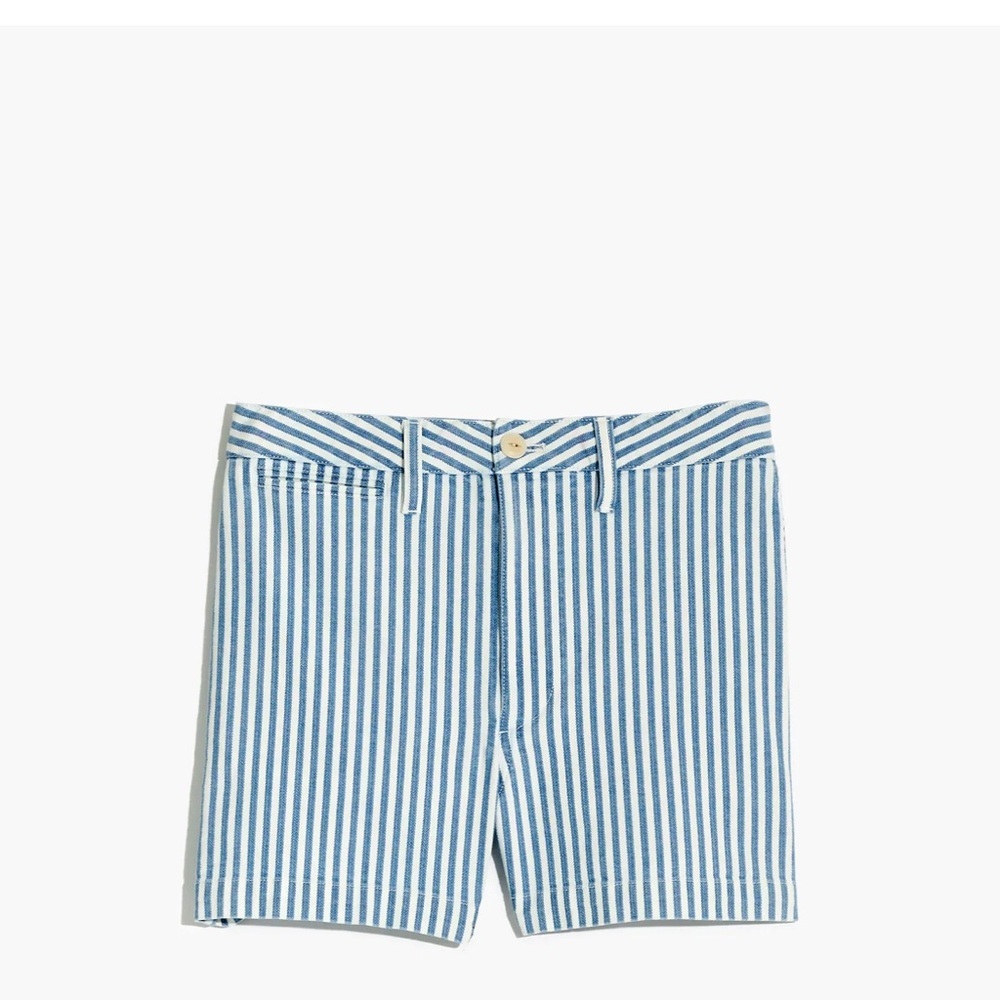 Madewell Pinstripe Blue and White Striped Shorts